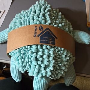 Norwex Plush Chenille Sea Turtle Pet Toy With BacLock - Light Aqua